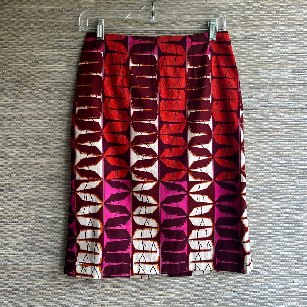 Anthropologie Cotton Print Tribal Pencil Skirt Size 4